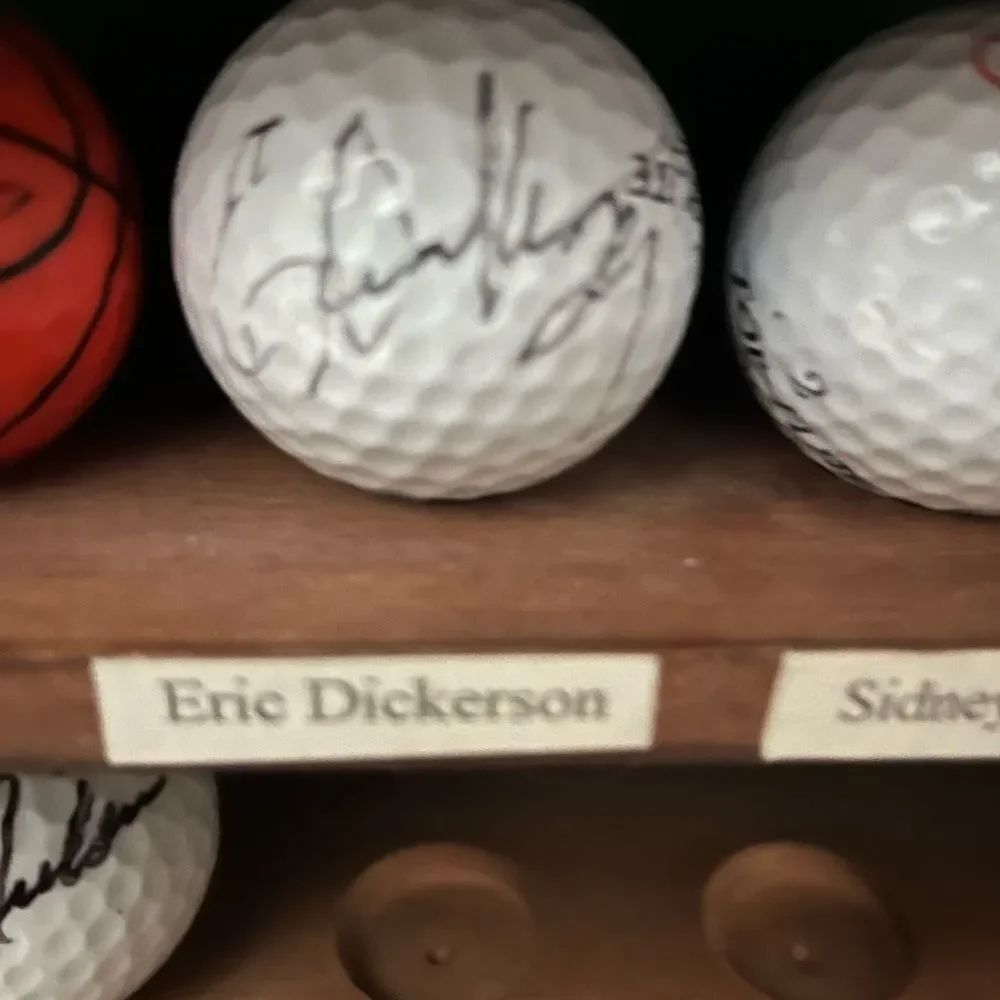 Retro used white signed Eric Dickerson #29 Rams autograph collector golf ball